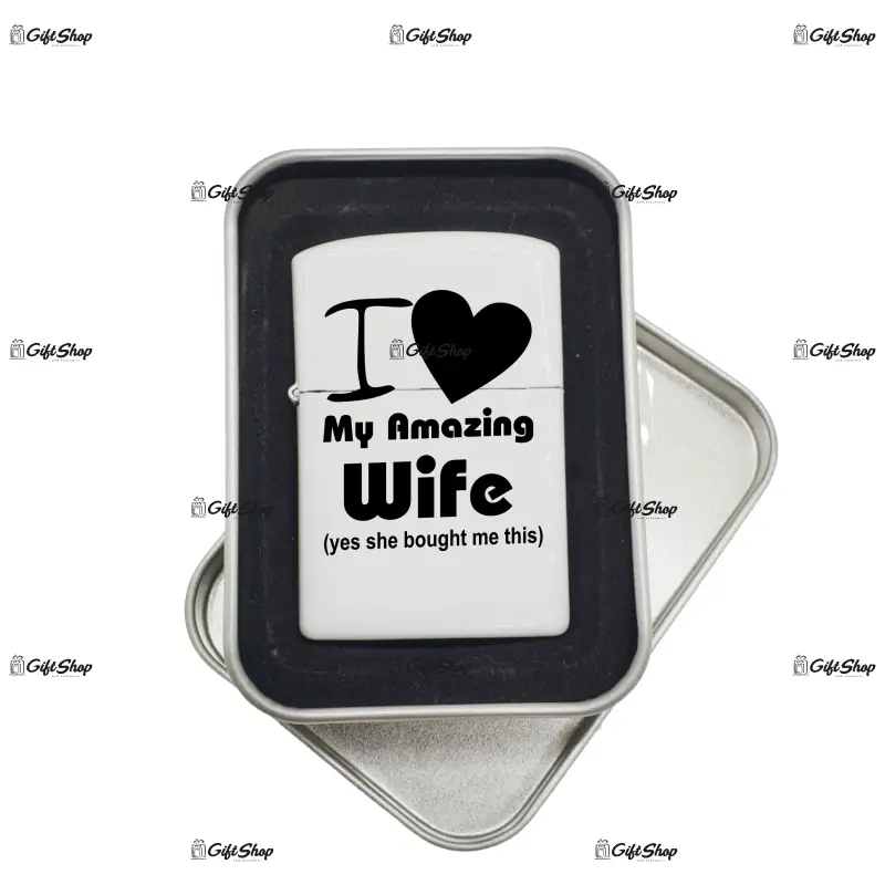 I love my amazing wife, bricheta metalica gravata laser cu mesaj